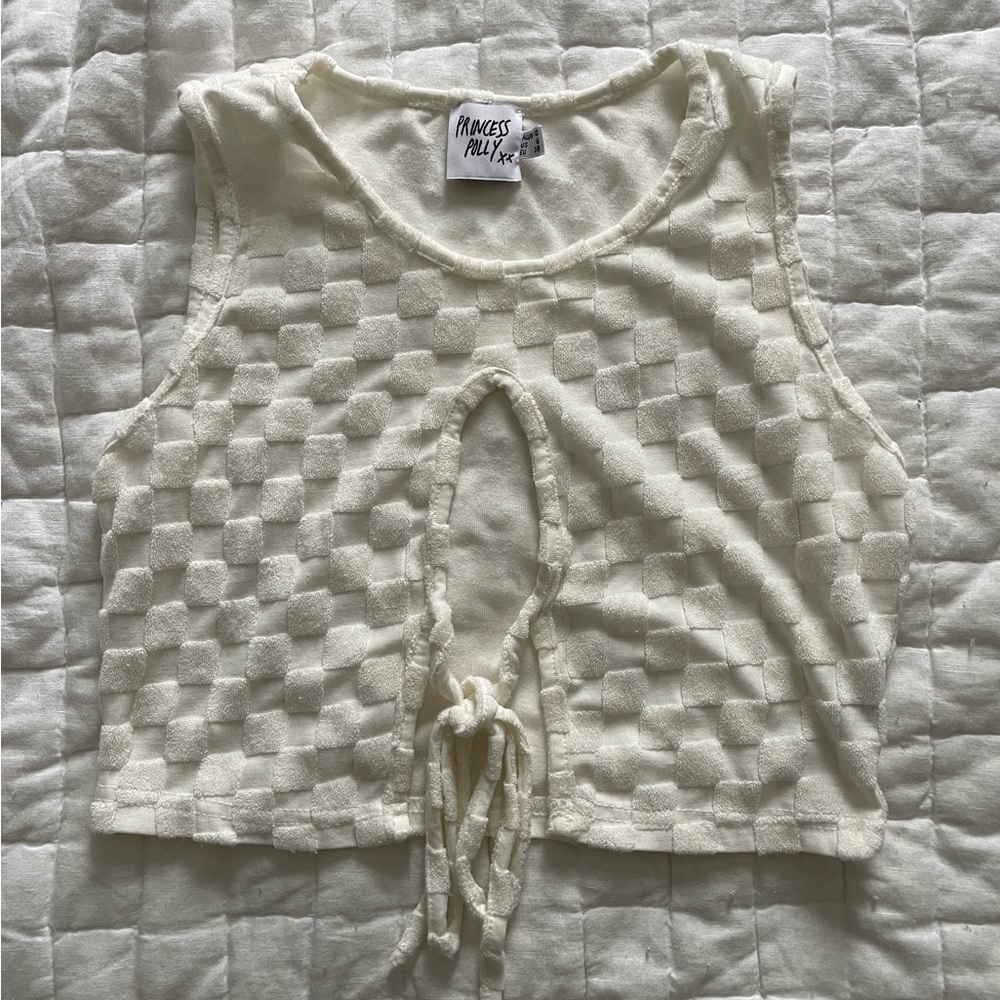 Tie front white summer top